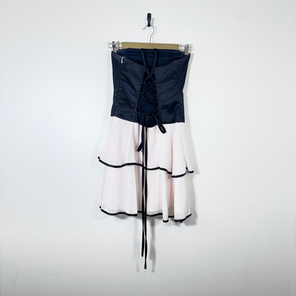 Jessica McClintock - Black and Light Pink Tiered Dress - Picture 5 of 12